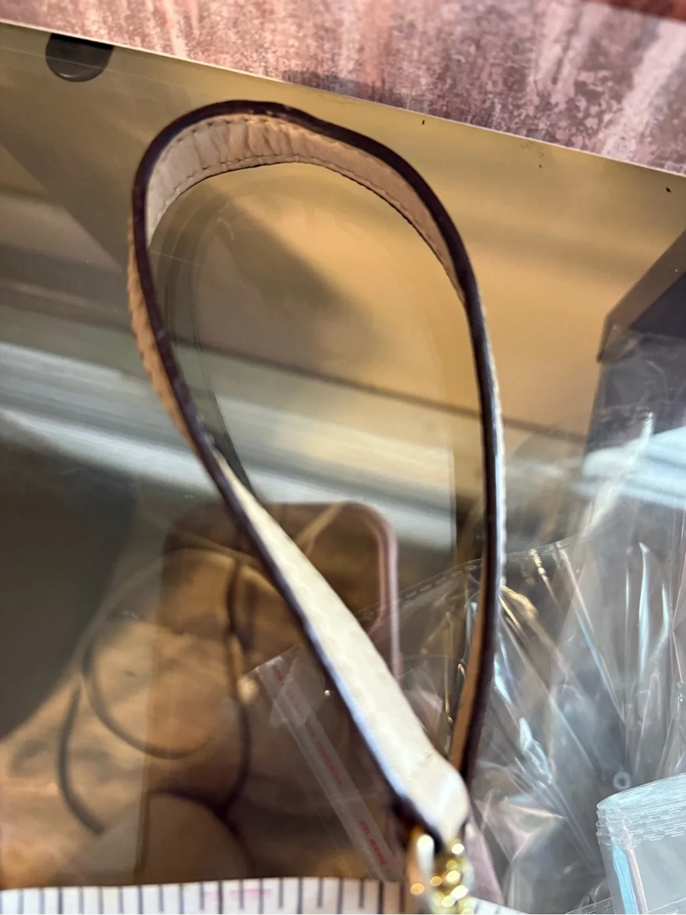 Michael Kors Brown Logo MK Wristlet with Gold Plate